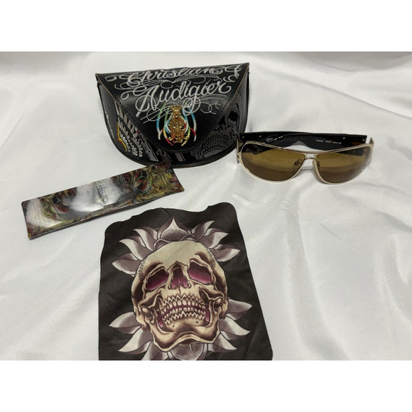 Christian Audigier Gunmetal Splatter Sunglasses CAS-403 W/...
